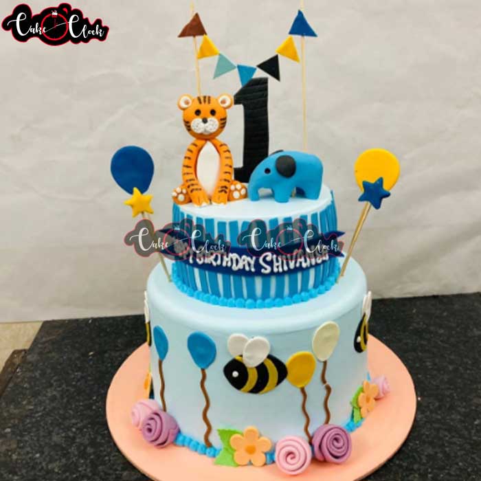 2 Tier Lion Theme Cake