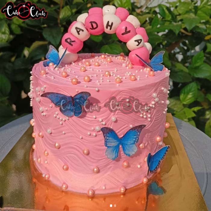 Pink And Blue Birthday Theme Cake