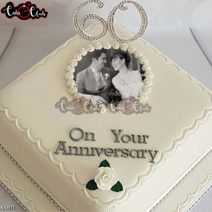Happy 60th Photo Anniversary cake