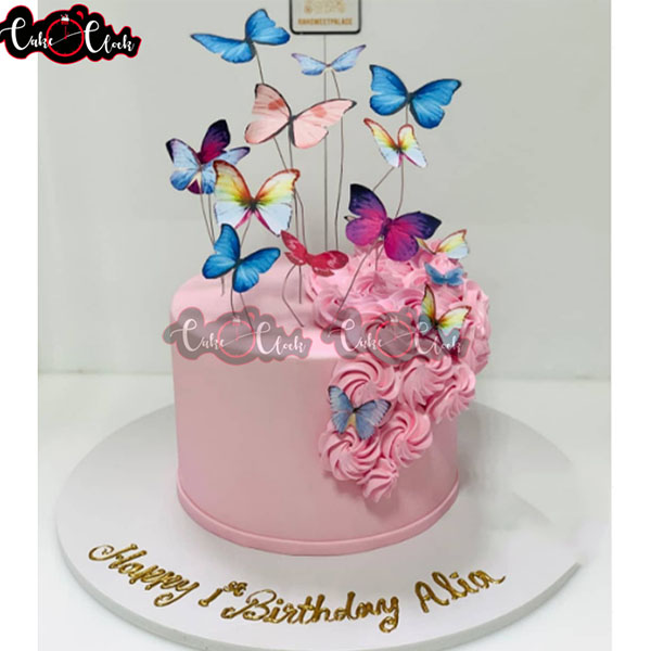 Colorful Butterflies Theme Cake