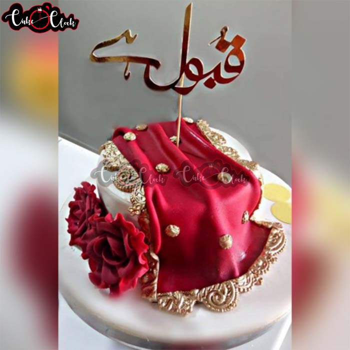 Red Theme Nikkah Cake