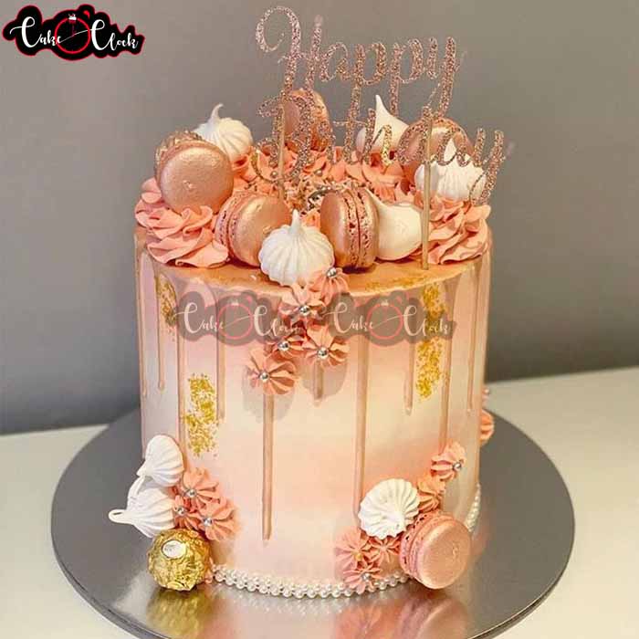Peach Drip Birthday Cake