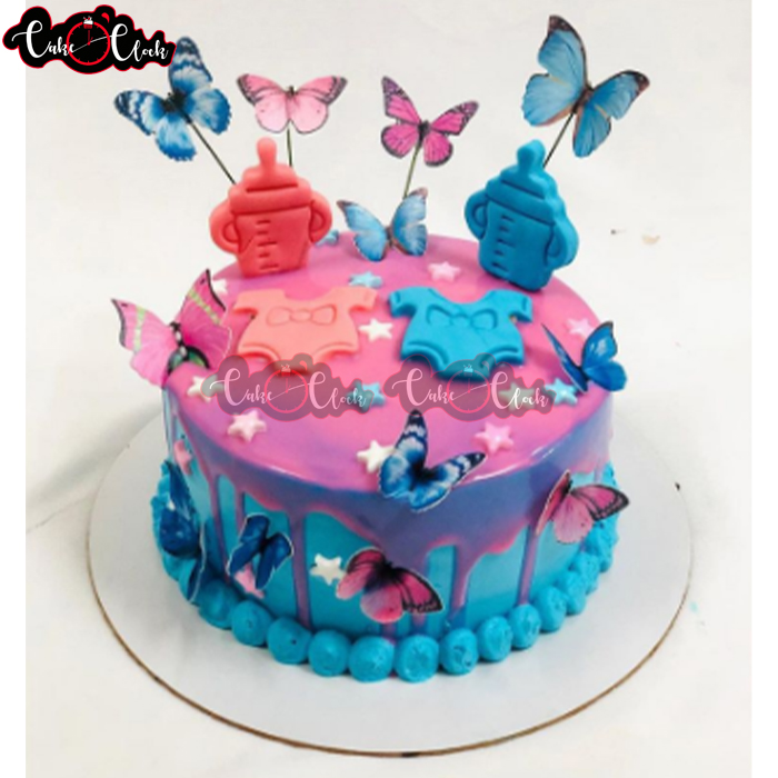 Butterfly Theme Cake For New Born Baby Girl
