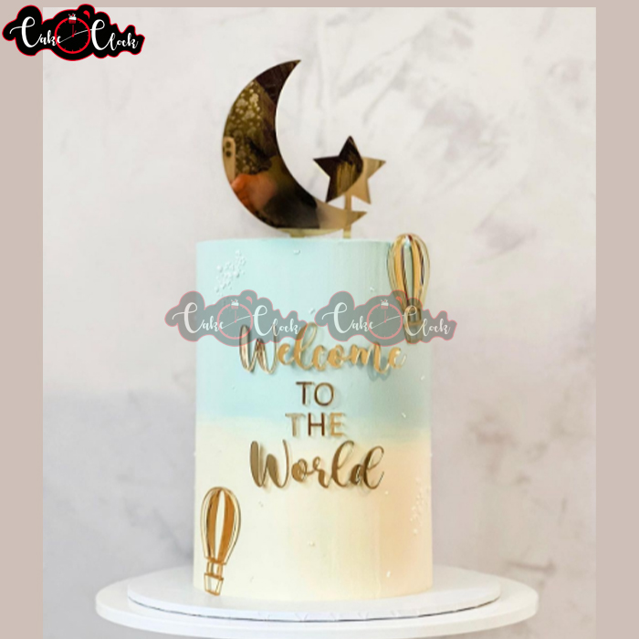 Welcome To The World Cake With Beautiful Topper