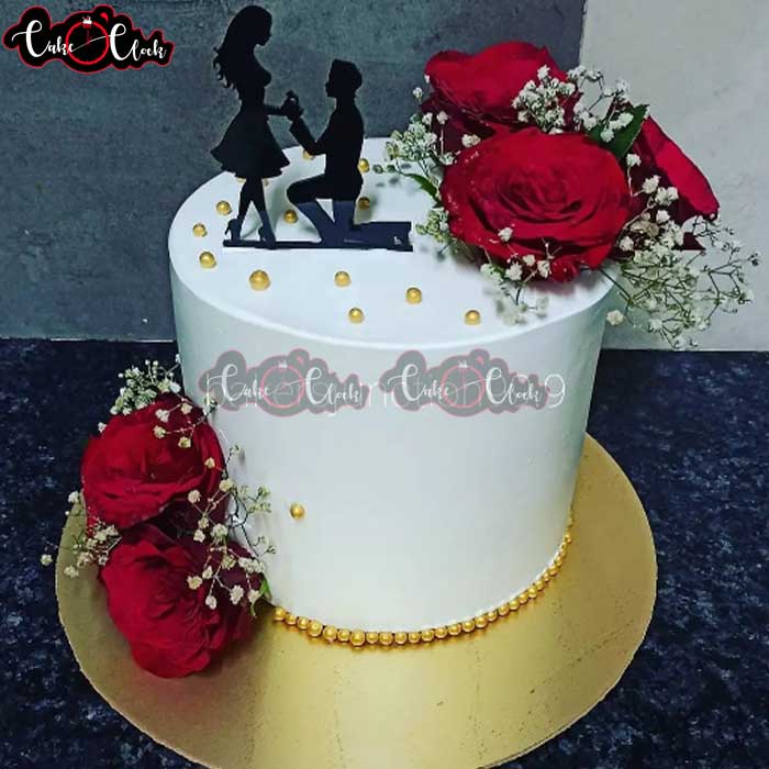 Engagement Cake With Red Roses