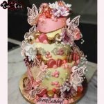 Fancy Flower 3 Tier Birthday Cake
