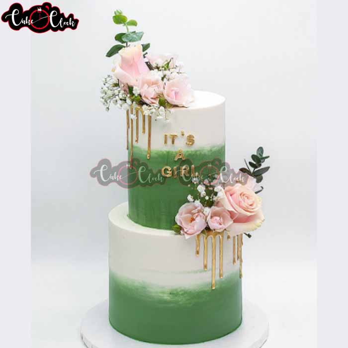 2 Tire White And Green Theme Cake