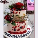 Beautiful Roses 2 Tier Happy Anniversary Cake
