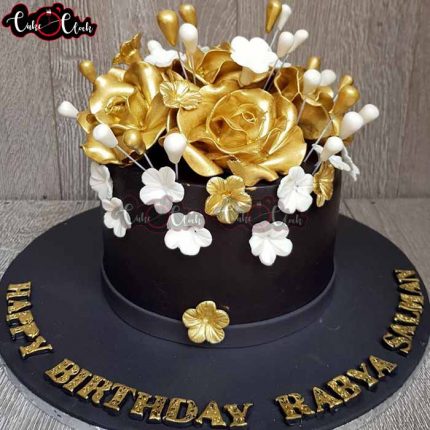 Golden Flowers Bunch Cake