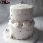 Fancy White Flowers 2 Tier Cake
