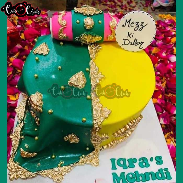 Mehndi Theme Dholki Cake