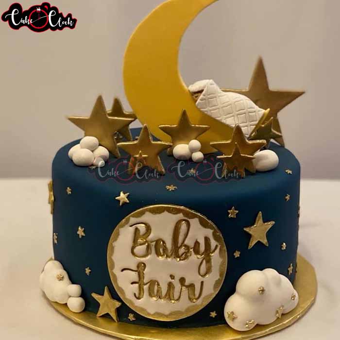Crescent And Stars Theme Baby Cake