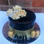 Blue Theme Cake With White Roses