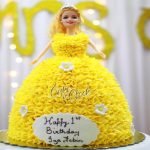 Yellow Dress Barbie Cake