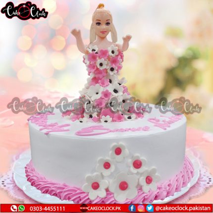 Floral Barbie Theme Cake