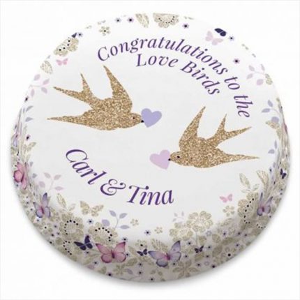 Purple Love Birds Congratulations Cake