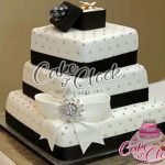 Black And White Theme Engagement Cake