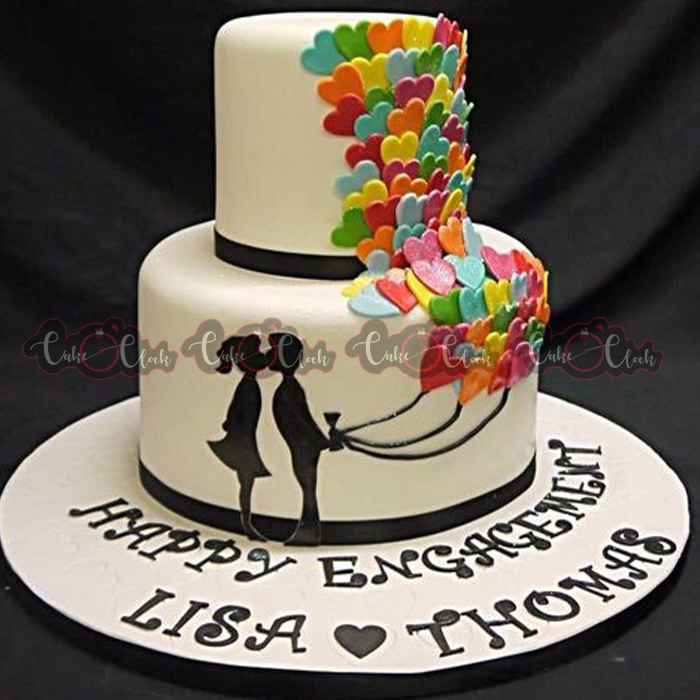 Fondant Happy Engagement Cake