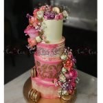 3 Tier Macaron Cake With Happy Flowers