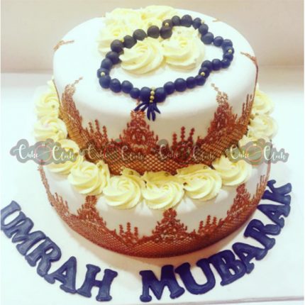 2 Tier Fancy Umrah Mubarak Cake