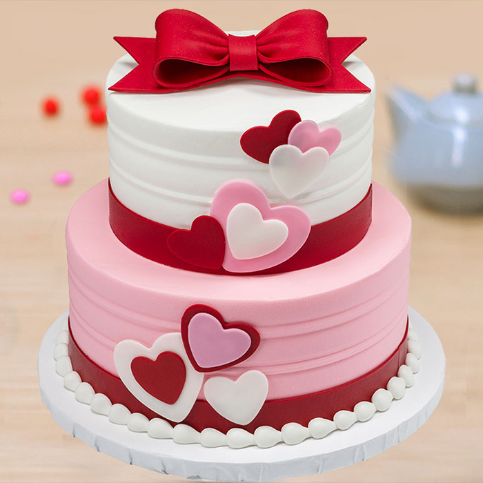 2 Tier Fondant Cake For valentines Day