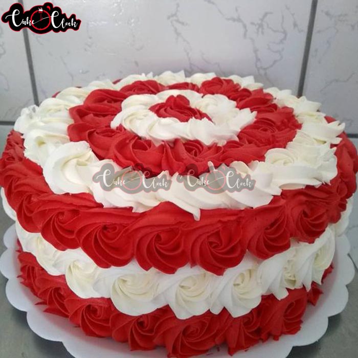 beautiful red and white fresh cream cake
