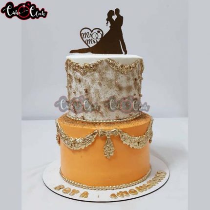 golden engagement cake