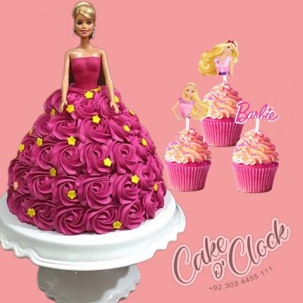 Barbie with 3 cupcake