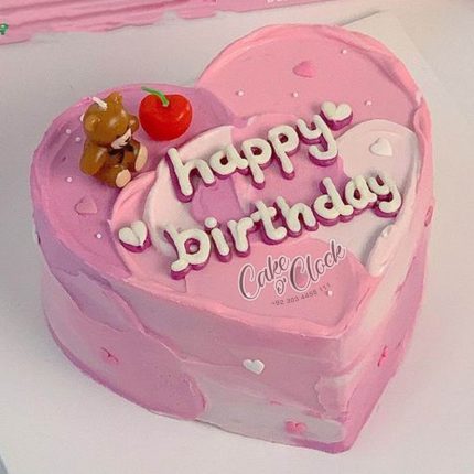 pink heart cake